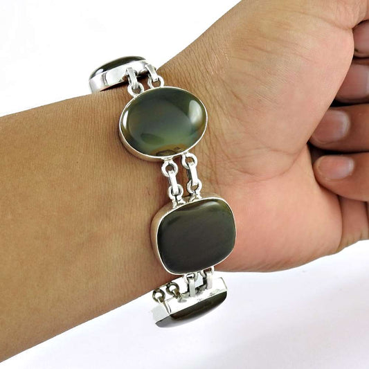 Gorgeous 925 Sterling Silver Rhyolite Bracelet