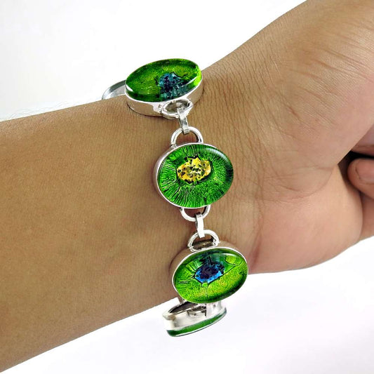 Royal Color Dico Glass 925 Sterling Silver Bracelet