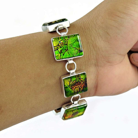 Modern Style Dico Glass 925 Sterling Silver Bracelet