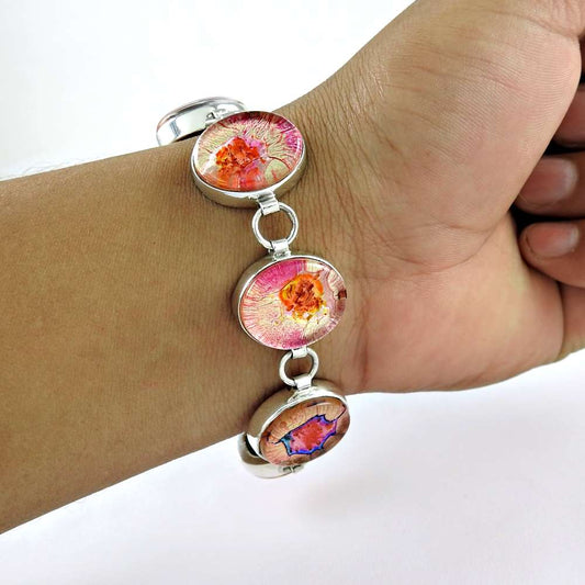 Fine Dico Glass 925 Sterling Silver Bracelet