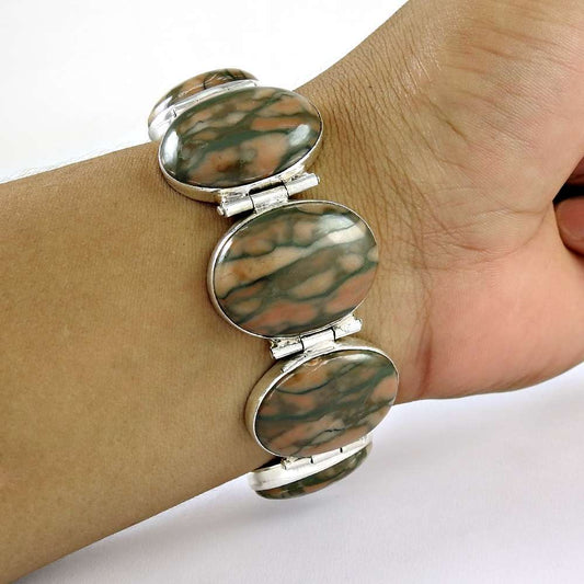 Stunning 925 Silver Jasper Bracelet
