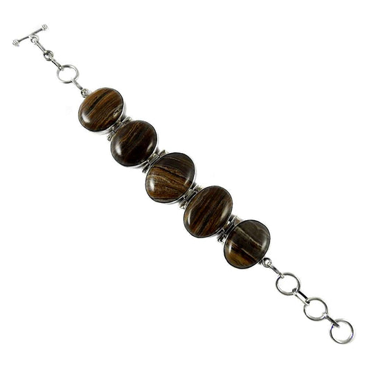 Simple 925 Sterling Silver Zebra Flint Bracelet