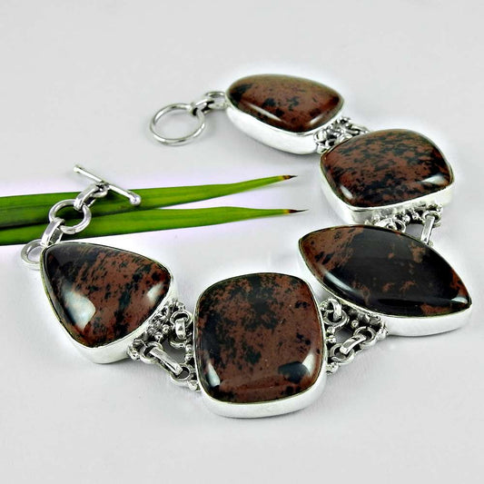 Passionate Love Mahaguni Jasper Gemstone Sterling Silver Bracelet Jewelry