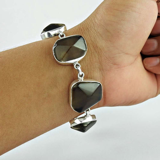 Amazing Design Smoky Quartz Gemstone Sterling Silver Bracelet Jewelry