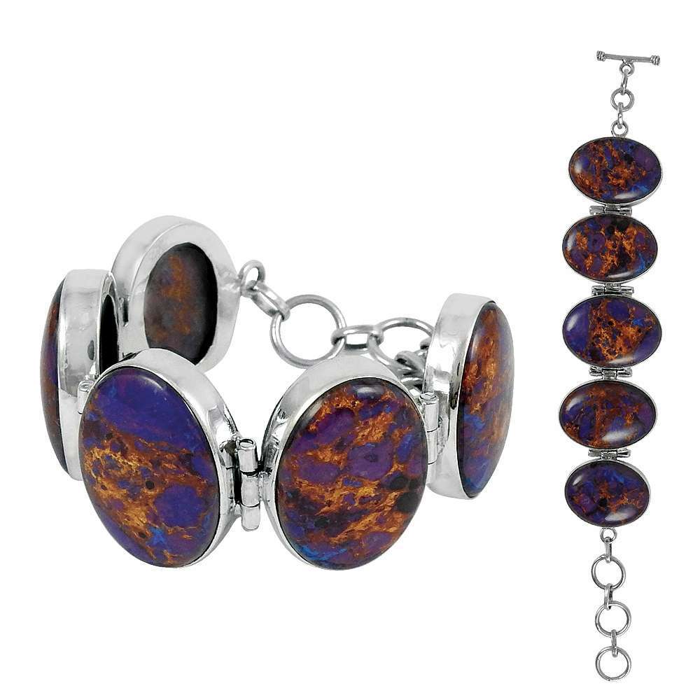 Best Quality Purpal Copper Turquoise Gemstone Sterling Silver Bracelet Jewelry