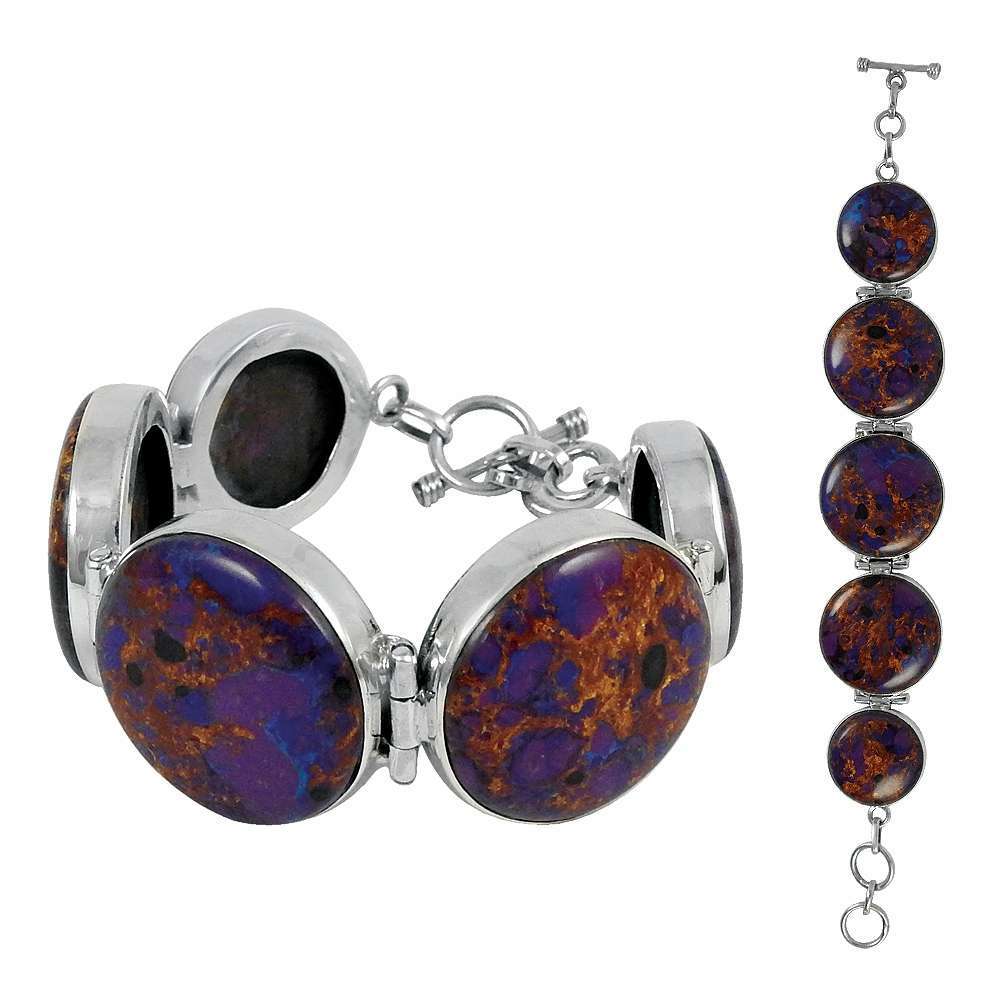 Ethnic Design Purpal Copper Turquoise Gemstone Sterling Silver Bracelet Jewelry