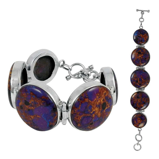 Ethnic Design Purpal Copper Turquoise Gemstone Sterling Silver Bracelet Jewelry