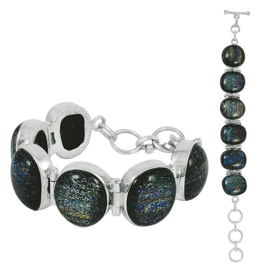 Mystic Princess Dico Glass Gemstone Sterling Silver Bracelet Jewelry