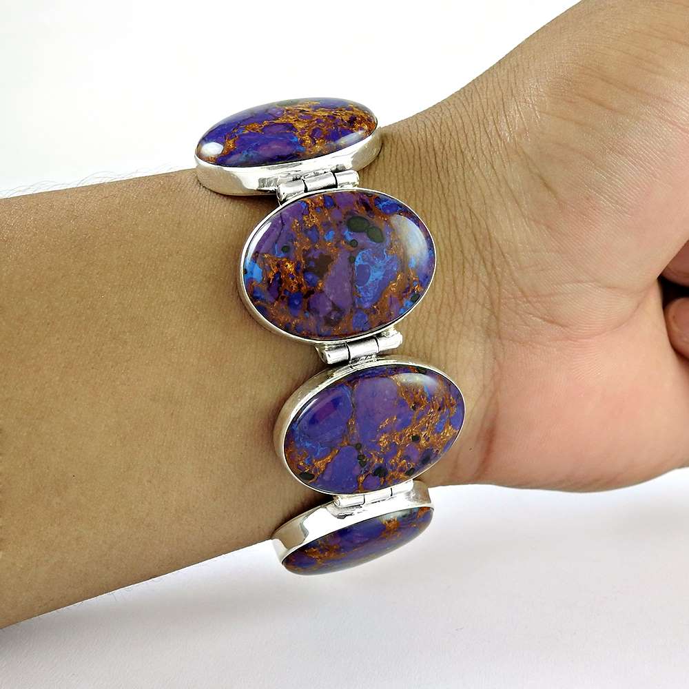 Lavender Dreams Purpal Copper Turquoise Gemstone Sterling Silver Bracelet Jewelry