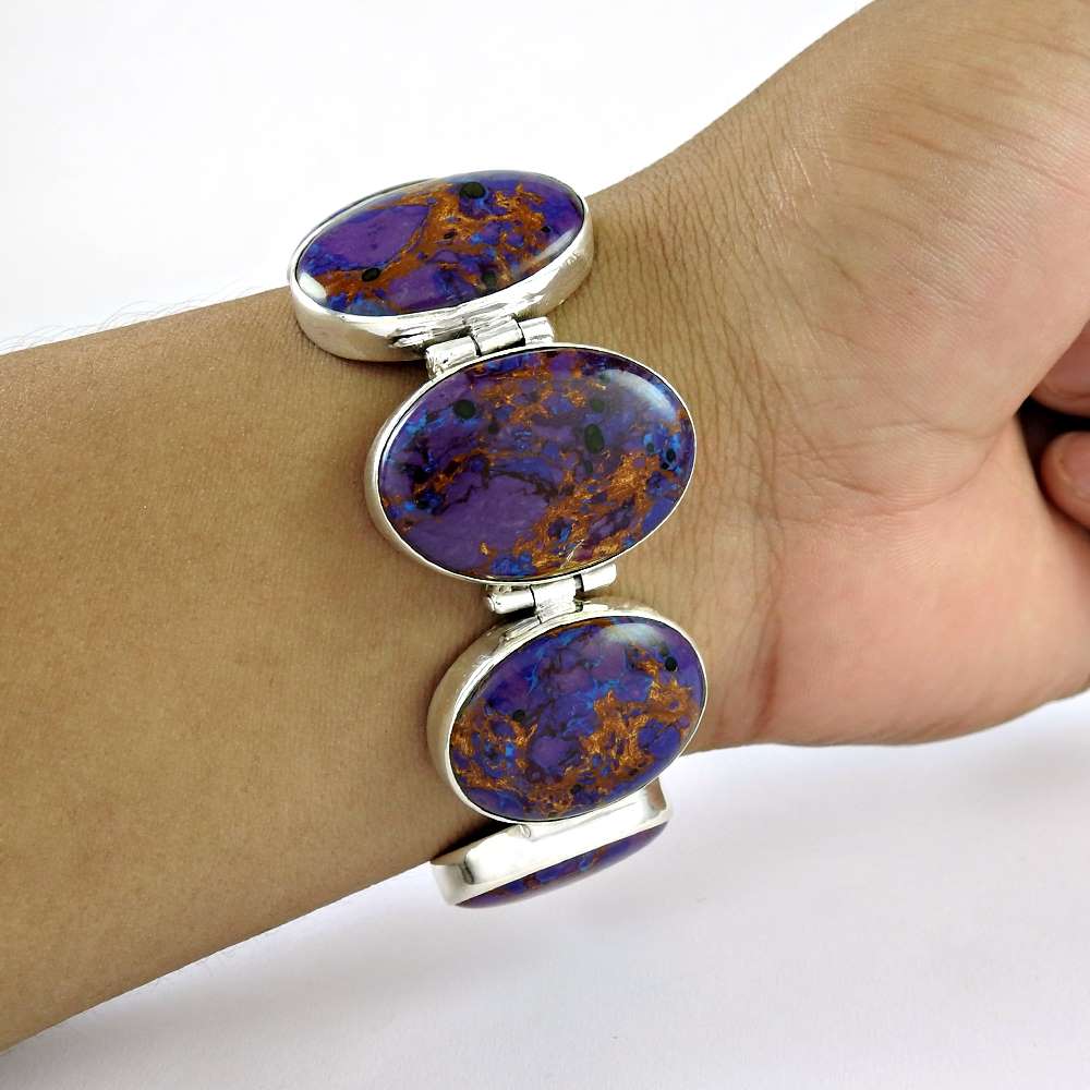 My Sweet Purpal Copper Turquoise Gemstone Sterling Silver Bracelet Jewelry