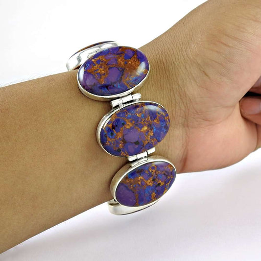 Scrumptious Purpal Copper Turquoise Gemstone Sterling Silver Bracelet Jewelry