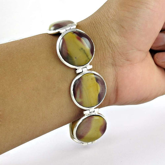 Classy Design Mookaite Gemstone Sterling Silver Bracelet Jewelry