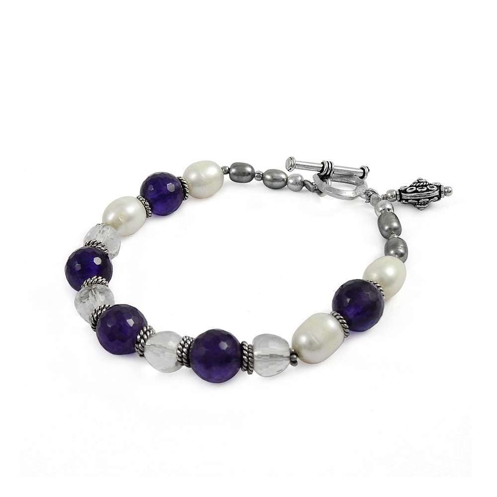 Christmas Gift Chain Bracelet 925 Sterling Silver Natural Amethyst Gemstone U2