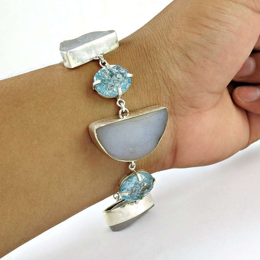 Delicate 925 Sterling Silver Multi Stones Bracelet