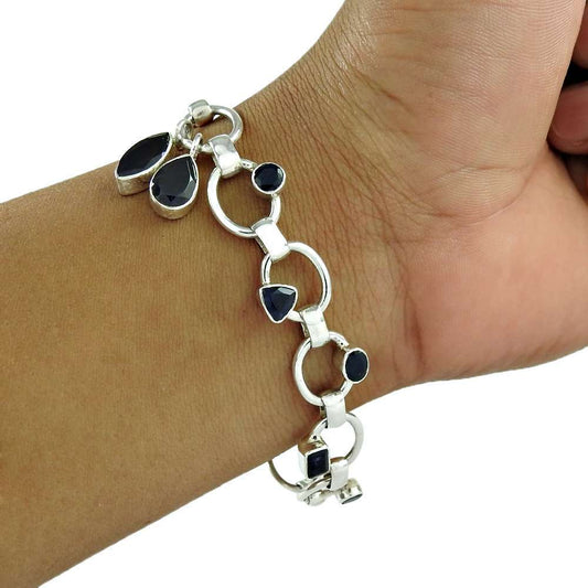 Perfect 925 Sterling Silver Iolite Gemstone Bracelet Ethnic Jewelry A24