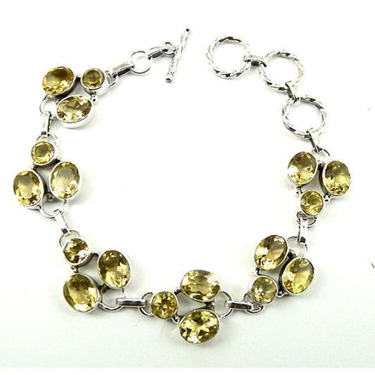 Gift For Women Chain Bohemian Bracelet 925 Silver Natural Citrine Gemstone C1