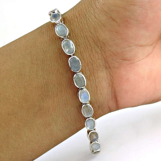 Indian Fashion 925 Sterling Silver Labradorite Gemstone Bracelet