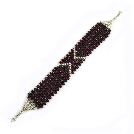 Charming Garnet Gemstone Sterling Silver Bracelet 925 Sterling Silver Vintage Jewellery