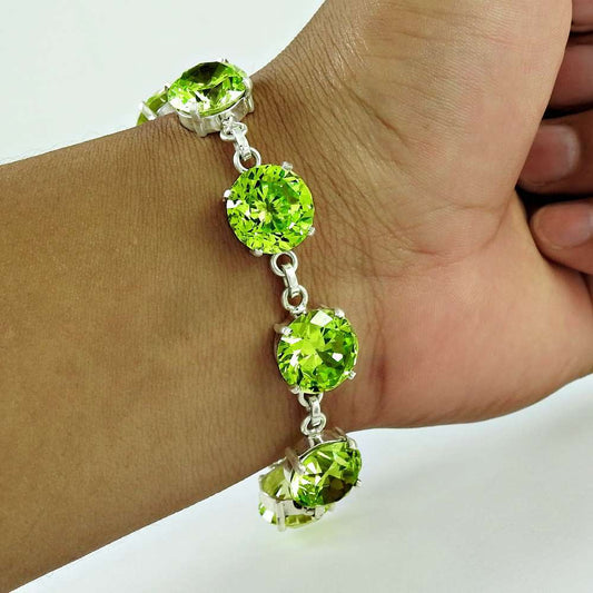 Birthday Gift Natural Cubic Zirconia Chain Bracelet 925 Silver A11