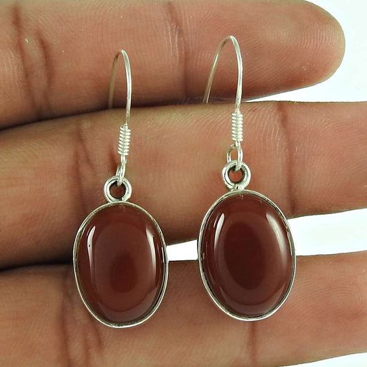 Wedding Gift For Her 925 Silver Natural Onyx Dangle Ethnic Earrings L1