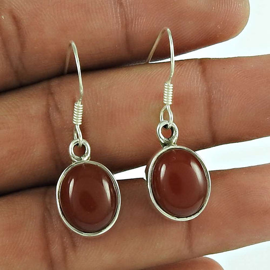 Natural Onyx Gemstone 925 Silver Dangle Bohemian Earrings For Women B1