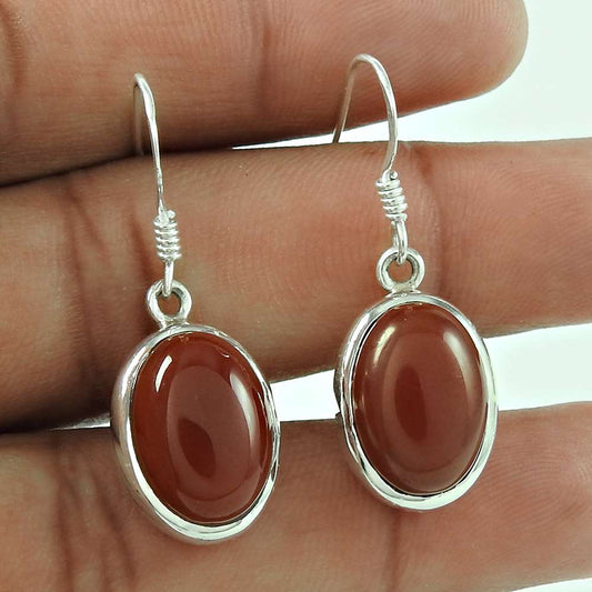 Natural Onyx Gemstone 925 Silver Dangle Ethnic Earrings For Women G2