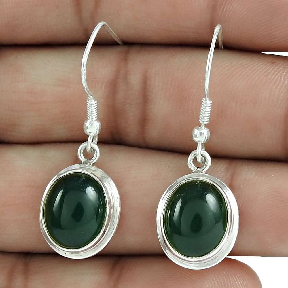 Natural Onyx Gemstone Dangle Boho Earrings 925 Sterling Silver For Girls W2