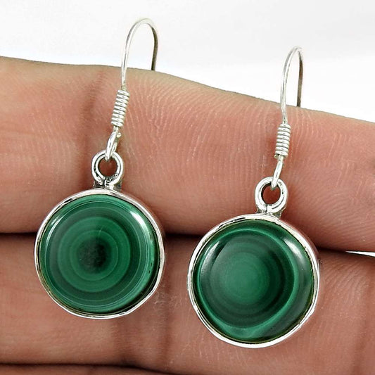 Wedding Gift For Her 925 Silver Natural Malachite Dangle Boho Earrings G4