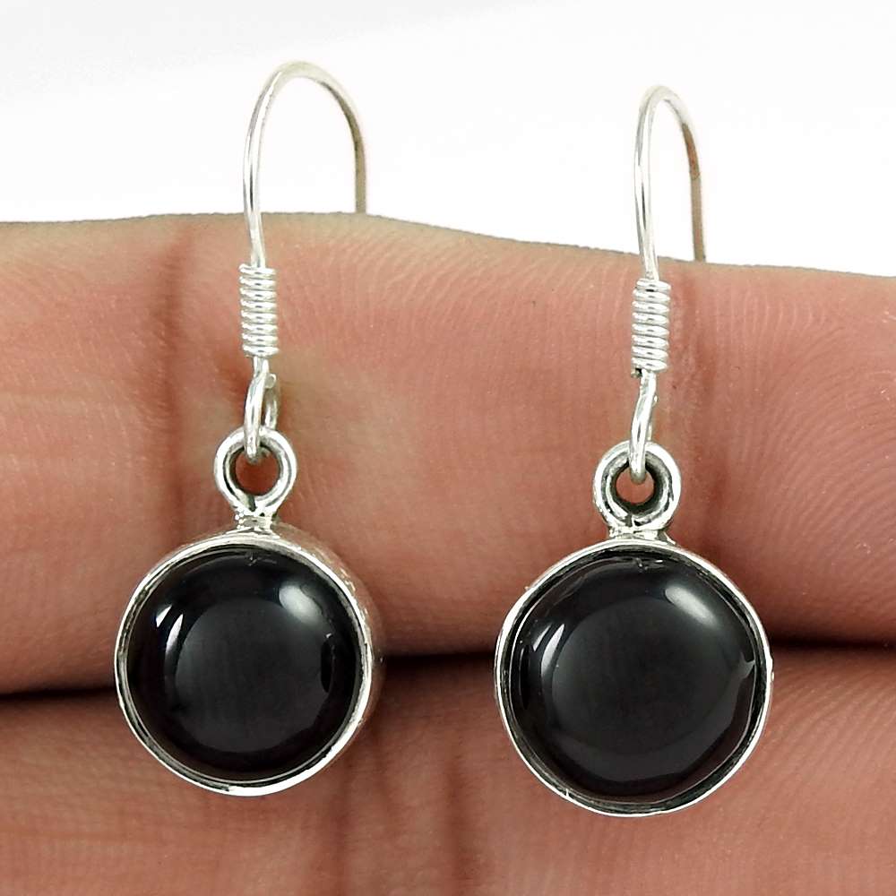 Anniversary Gift For Her Natural Onyx Dangle Boho Earrings 925 Silver O4
