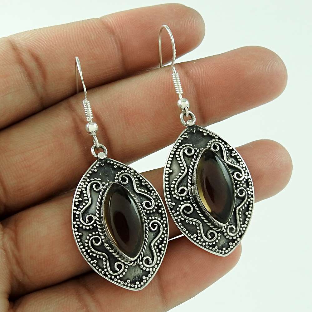 Natural 925 Sterling Silver Smoky Quartz Earrings Wholesale Price