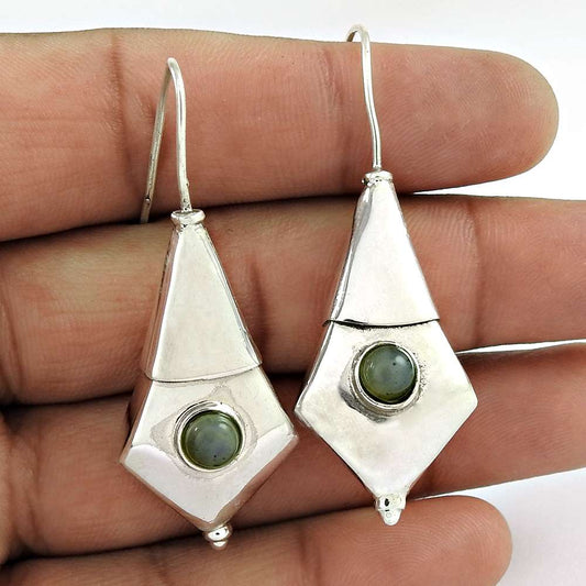 Natural Rainbow Moonstone 925 Silver Dangle Bohemian Earrings For Women R20