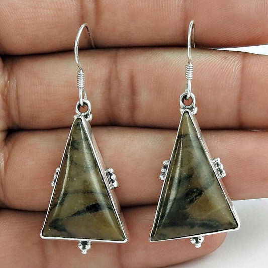 Natural Outback Jasper Dangle Vintage Earrings 925 Silver For Girls Z5