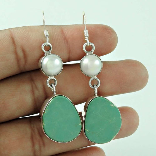 Elegant 925 Sterling Silver Pearl Turquoise Earrings Hersteller
