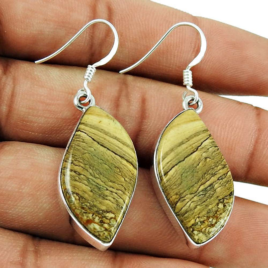 Handy 925 Sterling Silver Picture Jasper Earrings Wholesaler India