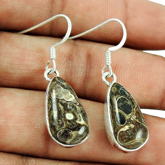Beautiful 925 Sterling Silver Cornold Fossil Earrings Wholesaler