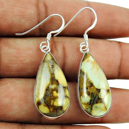 Trendy Brecciated Mookaite Gemstone Earrings Indian Sterling Silver Jewellery