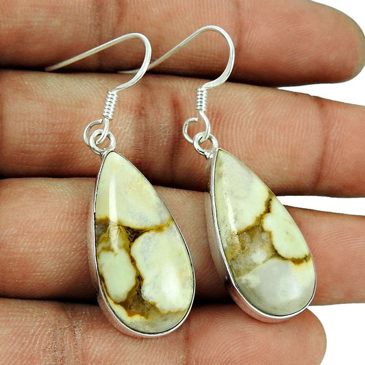 925 Sterling Silver Vintage Jewellery Beautiful Brecciated Mookaite Gemstone Earrings