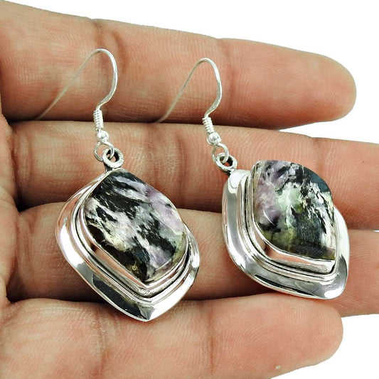 925 Sterling Silver Jewellery Seemly Charoite Gemstone Fashion Earrings