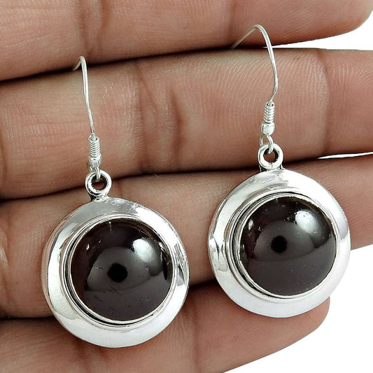 Natural Garnet Gemstone Dangle Ethnic Red Earrings 925 Sterling Silver B9