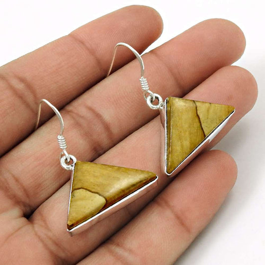 925 sterling silver fashion Jewellery Beautiful Picture Jasper Earrings Al por mayor