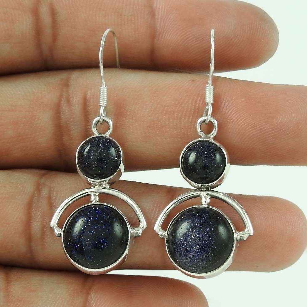 Gorgeous Design 925 Sterling Silver Blue Sunstone Earrings Wholesale