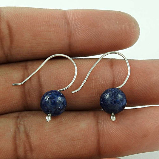 Gift For Her 925 Silver Natural Lapis Lazuli Dangle Boho Earrings Y1