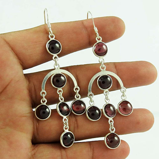 Scrumptious Garnet Gemstone 925 Sterling Silver Dangle Earring Jewellery