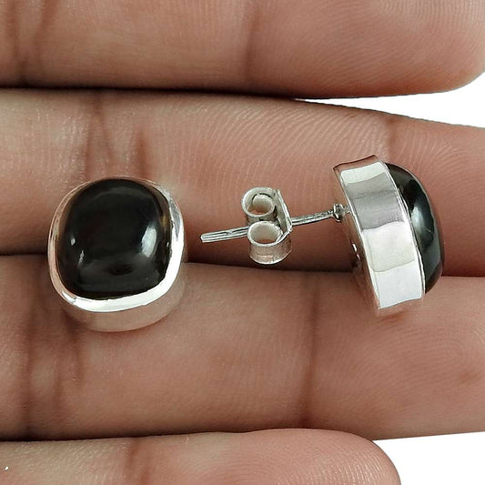 Natural Smoky Quartz Gemstone 925 Sterling Silver Stud Earrings For Women U14
