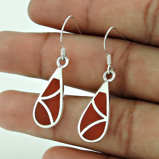 925 Sterling Silver Jewelry Ethnic Inlay Gemstone Earrings