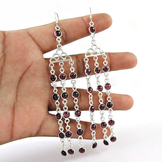 925 sterling silver vintage jewelry Trendy Garnet Gemstone Earrings Mayorista