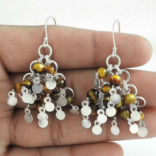 Gift For Women Dangle Boho Earrings 925 Silver Natural Labradorite Q1