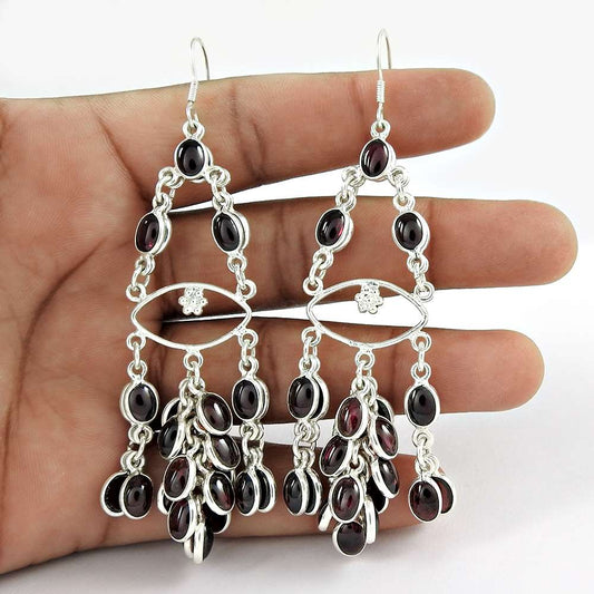 sterling silver jewelry Trendy Garnet Gemstone Earrings Exporter