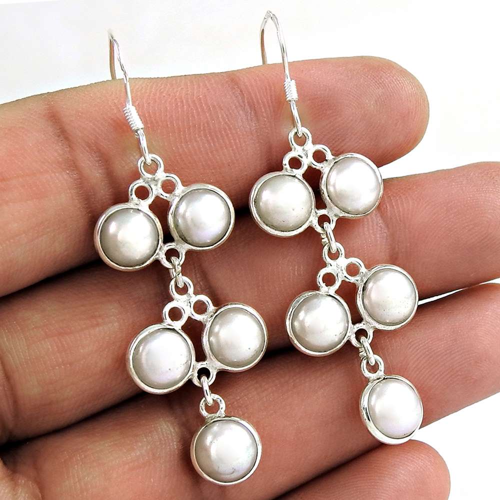 Engaging Pearl Sterling Silver Earrings 925 Sterling Silver Jewellery