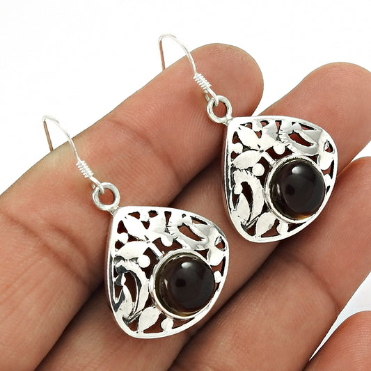 Christmas Gift Natural Smoky Quartz Earrings 925 Silver D1